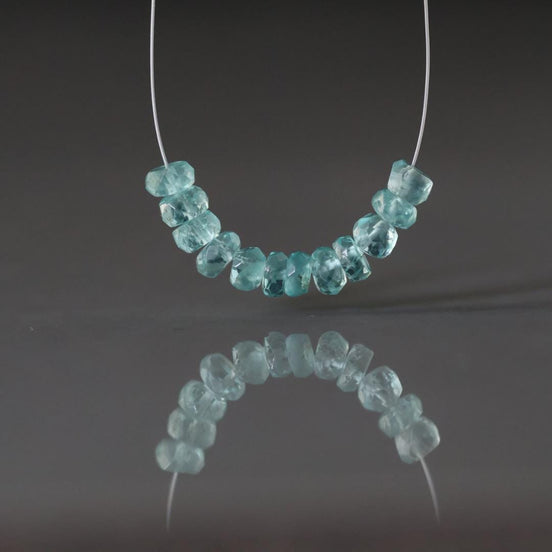 5mm Aqua Neon Apatite Rondelle Beads Faceted 12 PCs Sky Apatite Genuine Gemstone Beads for Jewelry Making Beading