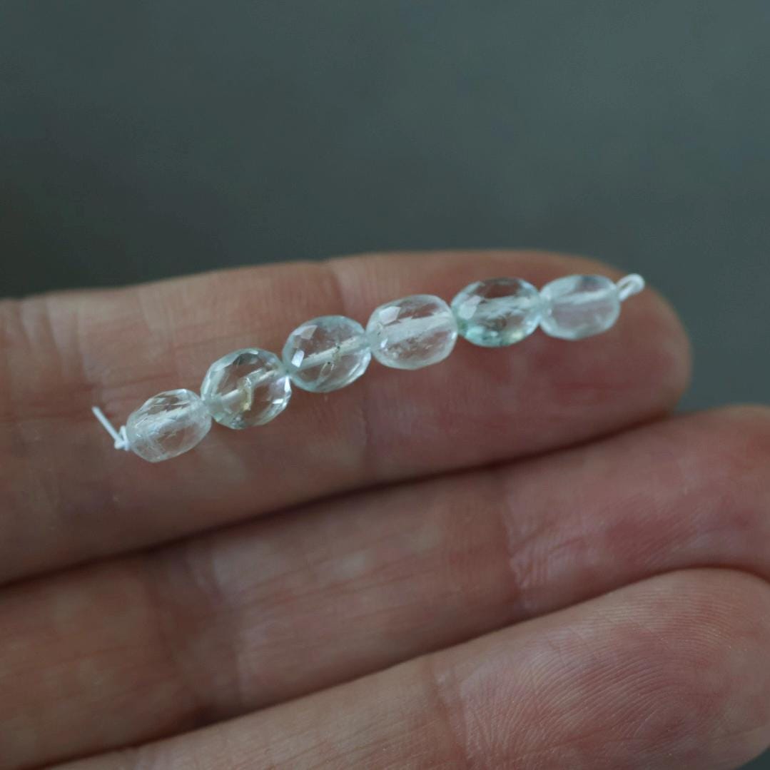 Natural Aquamarine Oval Faceted Beads 5mm Nuggets Stone Chunk Gemstone Bead Jewelry Making Craft Gift Beads March Birthstone