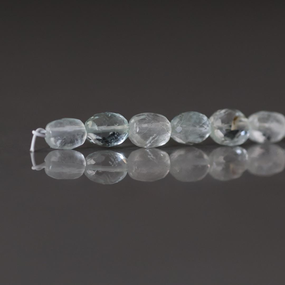 Natural Aquamarine Oval Faceted Beads 5mm Nuggets Stone Chunk Gemstone Bead Jewelry Making Craft Gift Beads March Birthstone
