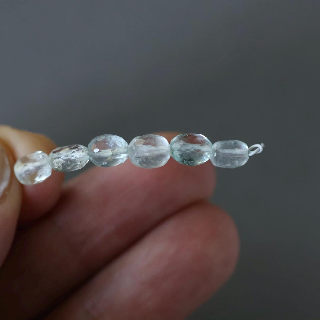 Natural Aquamarine Oval Faceted Beads 5mm Nuggets Stone Chunk Gemstone Bead Jewelry Making Craft Gift Beads March Birthstone