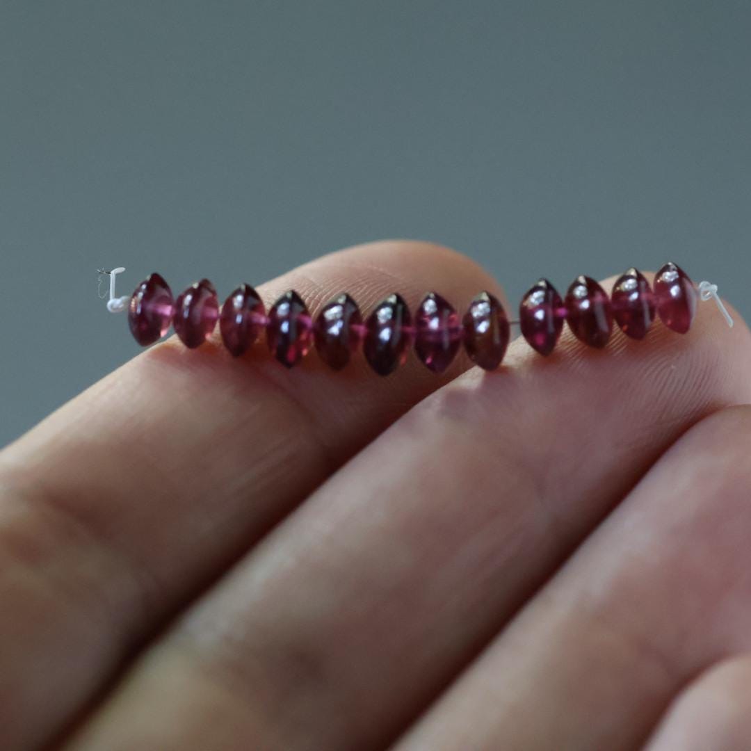 5mm Berry Pink Rhodolite Garnet Beads - Smooth Rondelle Natural Gemstone 12 Pcs