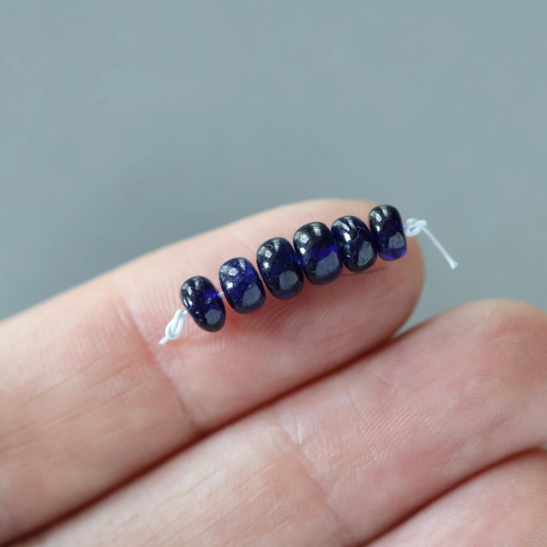 5mm NaturalBlue Sapphire Beads Smooth Rondelle 6 PCs Genuine Gemstone Beads Jewelry Making Gift September Birthstone