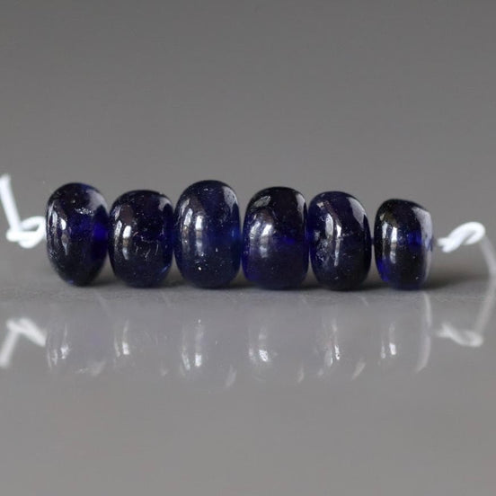 5mm NaturalBlue Sapphire Beads Smooth Rondelle 6 PCs Genuine Gemstone Beads Jewelry Making Gift September Birthstone