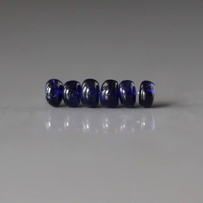 5mm NaturalBlue Sapphire Beads Smooth Rondelle 6 PCs Genuine Gemstone Beads Jewelry Making Gift September Birthstone