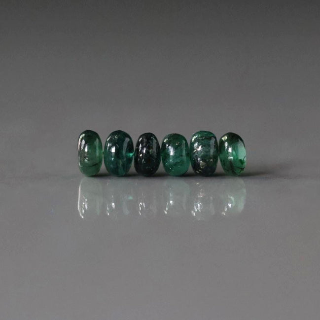 5mm Brazilian Emerald Beads Smooth Rondelle 6 PCs Raw Natural Emerald Genuine Gemstone Beads for DIY Jewelry Making Craft Gift