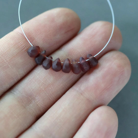 5mm Matte Mozambique Garnet Briolette Beads Smooth 8 Pcs Natural Gemstone DIY Jewelry Making Earrings Necklace January Birthstone