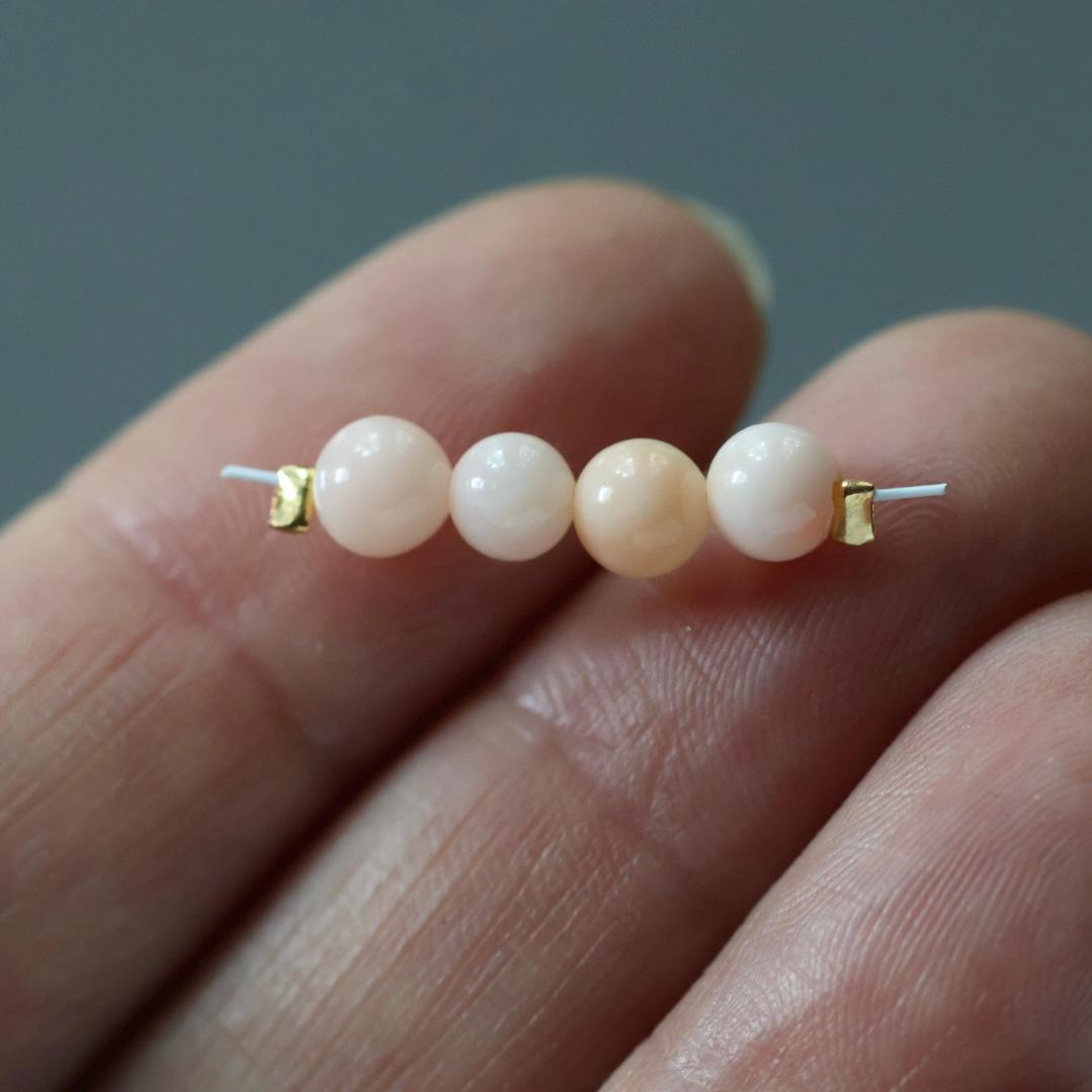 5mm Natural Angel Skin Italian Coral Beads - Smooth 4 PCs