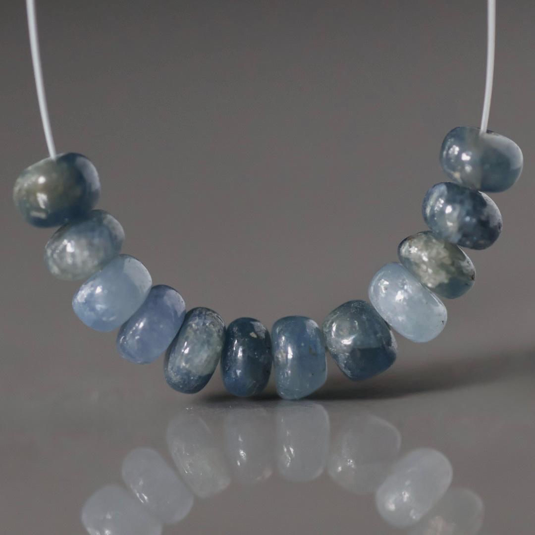 5mm Natural Blue Sapphire Beads Smooth Rondelle 12 PCs Genuine Gemstone Beads Jewelry Making Gift September Birthstone