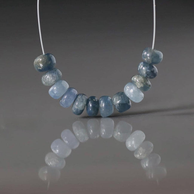5mm Natural Blue Sapphire Beads Smooth Rondelle 12 PCs Genuine Gemstone Beads Jewelry Making Gift September Birthstone