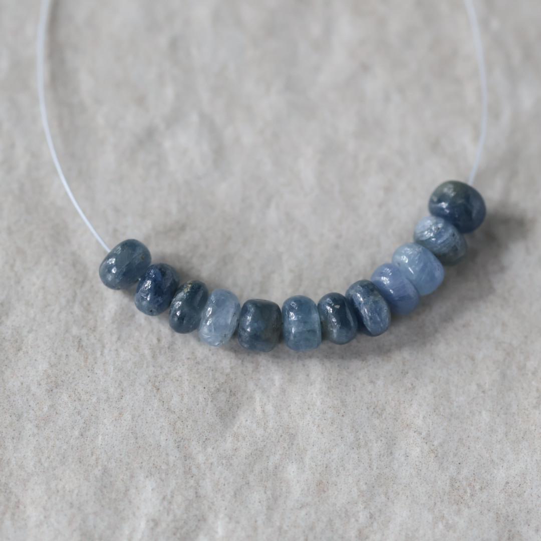 5mm Natural Blue Sapphire Beads Smooth Rondelle 12 PCs Genuine Gemstone Beads Jewelry Making Gift September Birthstone