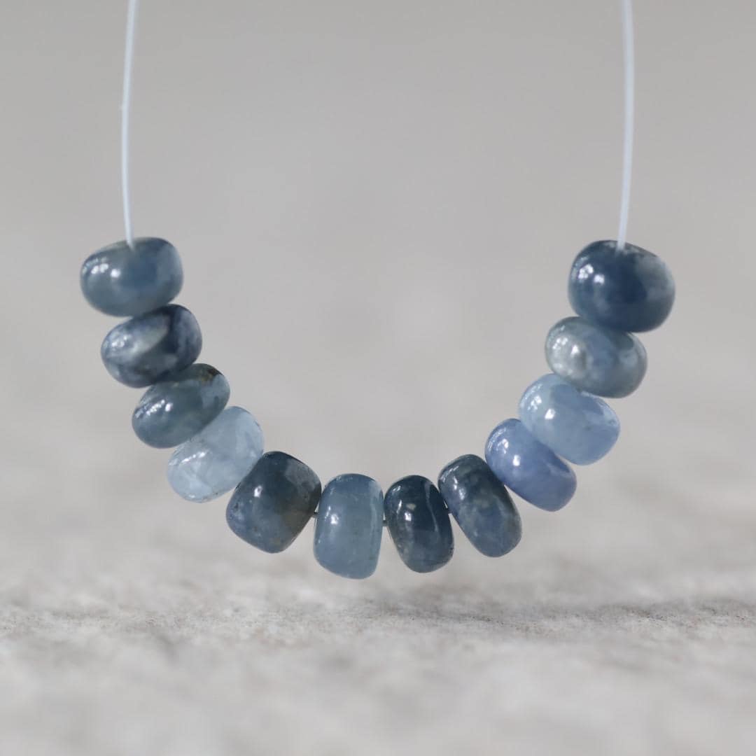 5mm Natural Blue Sapphire Beads Smooth Rondelle 12 PCs Genuine Gemstone Beads Jewelry Making Gift September Birthstone