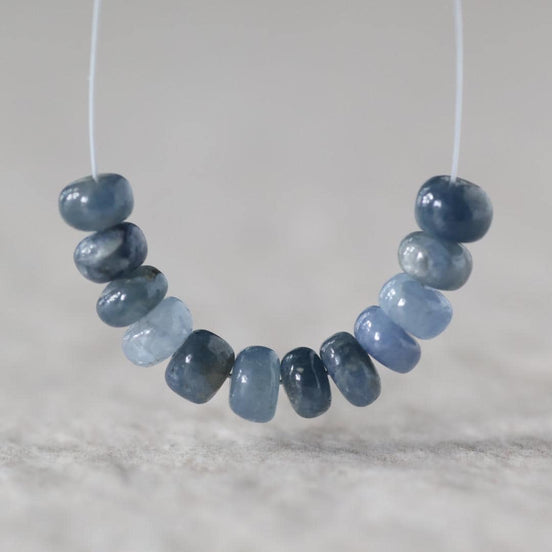 5mm Natural Blue Sapphire Beads Smooth Rondelle 12 PCs Genuine Gemstone Beads Jewelry Making Gift September Birthstone