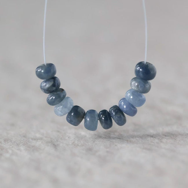 5mm Natural Blue Sapphire Beads Smooth Rondelle 12 PCs Genuine Gemstone Beads Jewelry Making Gift September Birthstone