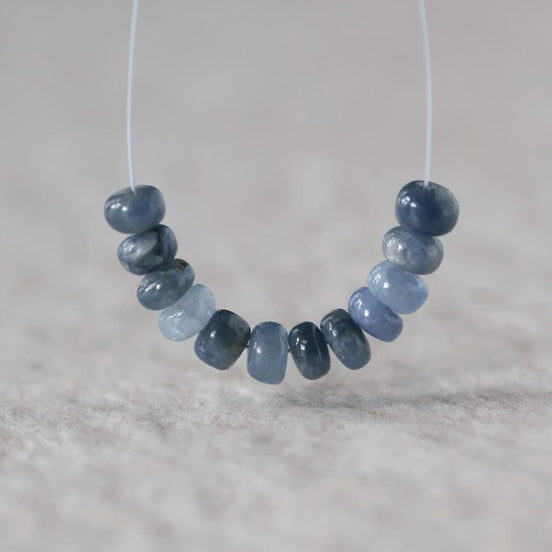 5mm Natural Blue Sapphire Beads Smooth Rondelle 12 PCs Genuine Gemstone Beads Jewelry Making Gift September Birthstone