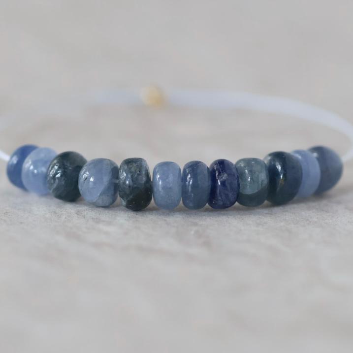 5mm Natural Blue Sapphire Beads Smooth Rondelle 12 PCs Genuine Gemstone Beads Jewelry Making Gift September Birthstone