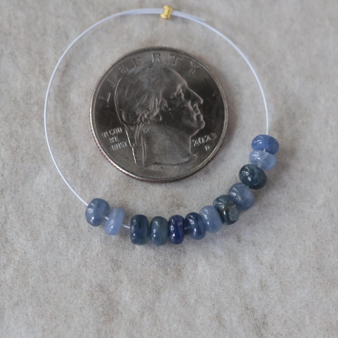 5mm Natural Blue Sapphire Beads Smooth Rondelle 12 PCs Genuine Gemstone Beads Jewelry Making Gift September Birthstone