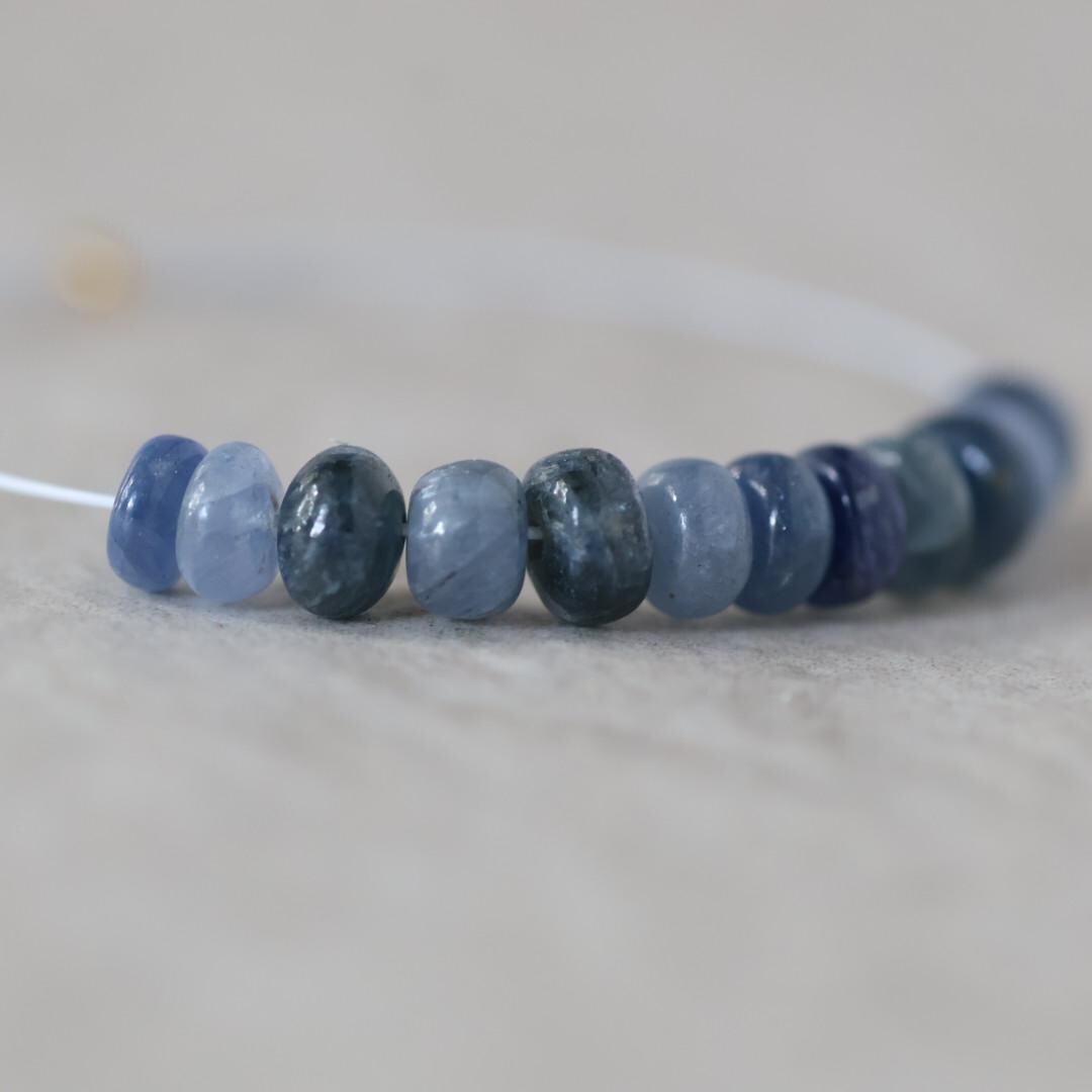 5mm Natural Blue Sapphire Beads Smooth Rondelle 12 PCs Genuine Gemstone Beads Jewelry Making Gift September Birthstone