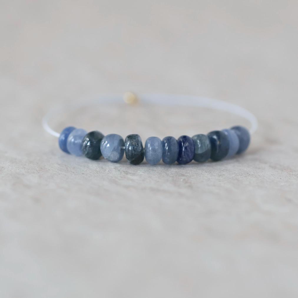 5mm Natural Blue Sapphire Beads Smooth Rondelle 12 PCs Genuine Gemstone Beads Jewelry Making Gift September Birthstone