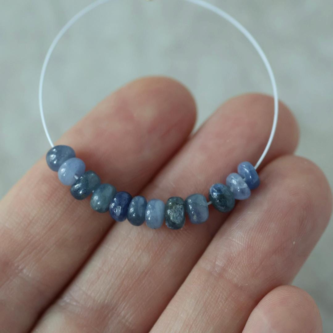 5mm Natural Blue Sapphire Beads Smooth Rondelle 12 PCs Genuine Gemstone Beads Jewelry Making Gift September Birthstone