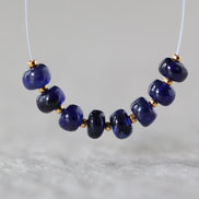 5mm Natural Dark Blue Sapphire Beads Smooth Rondelle 8 PCs Genuine Gemstone for DIY Jewelry Making Supplies