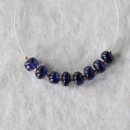 5mm Natural Dark Blue Sapphire Beads Smooth Rondelle 8 PCs Genuine Gemstone for DIY Jewelry Making Supplies