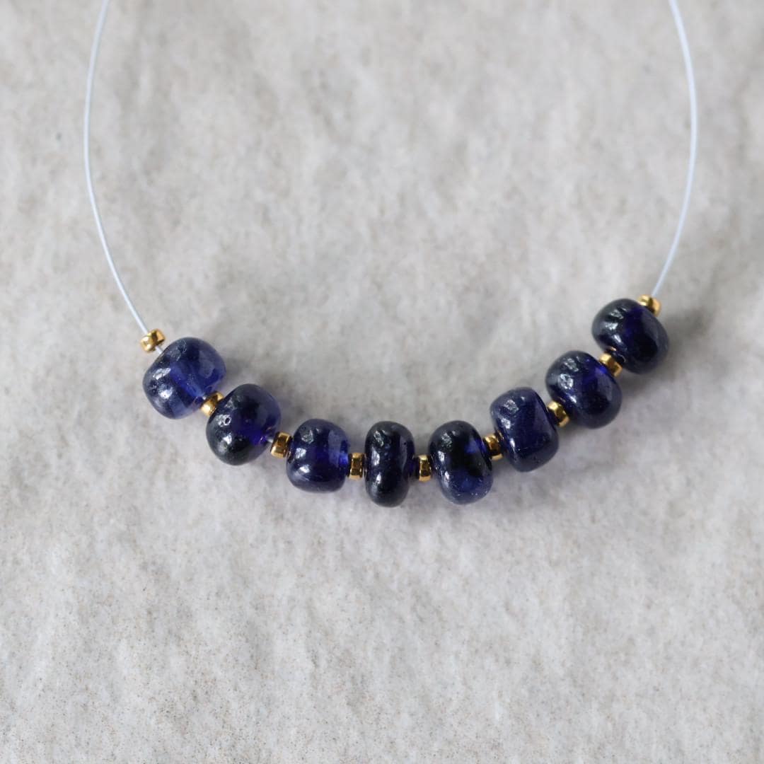 5mm Natural Dark Blue Sapphire Beads Smooth Rondelle 8 PCs Genuine Gemstone for DIY Jewelry Making Supplies