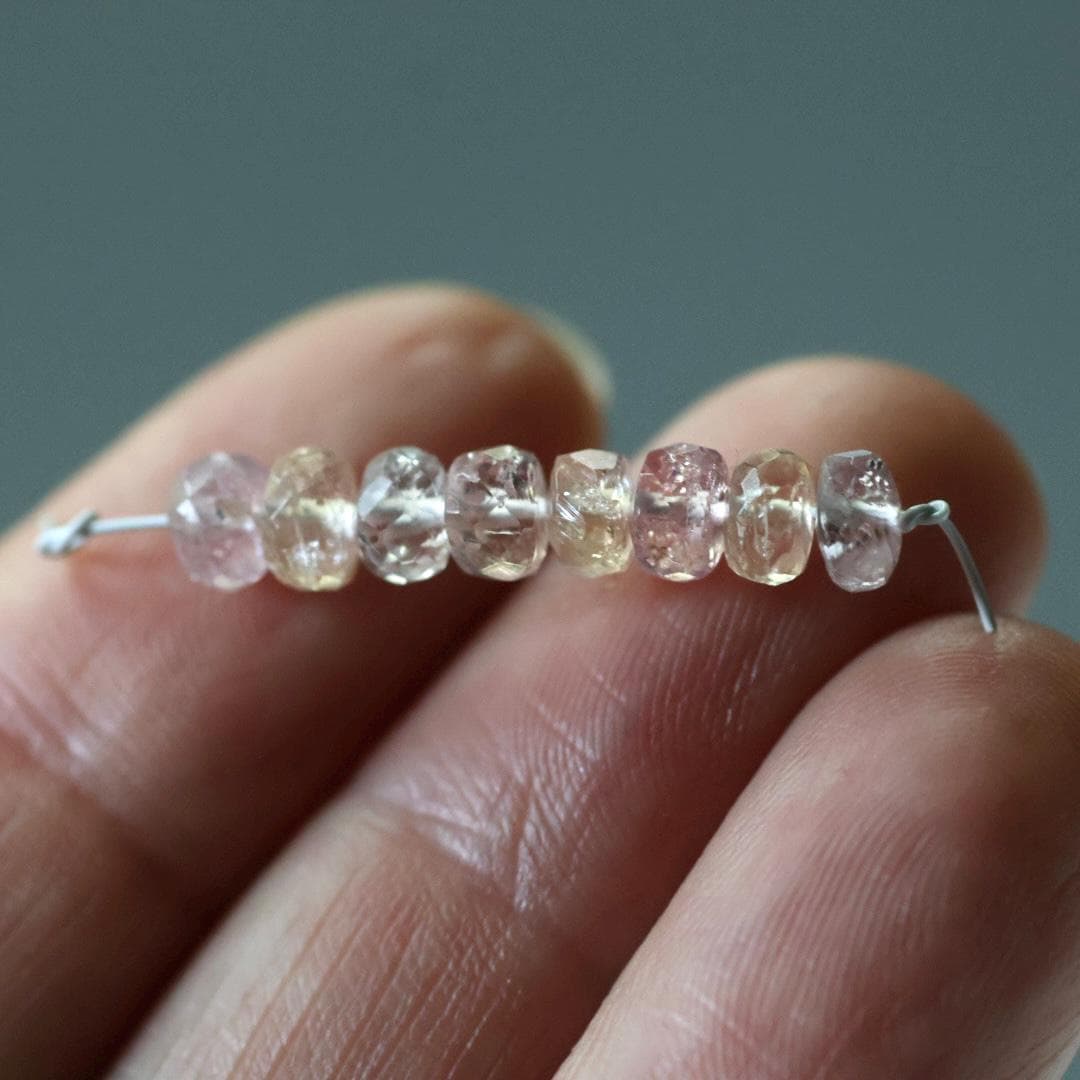 5mm Natural Imperial Topaz Rondelle Beads Faceted Pink Topaz Yellow 8 Pcs Natural Gemstone Beads for Jewelry Making Earrings Pendants