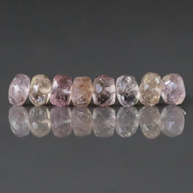 5mm Natural Imperial Topaz Rondelle Beads Faceted Pink Topaz Yellow 8 Pcs Natural Gemstone Beads for Jewelry Making Earrings Pendants