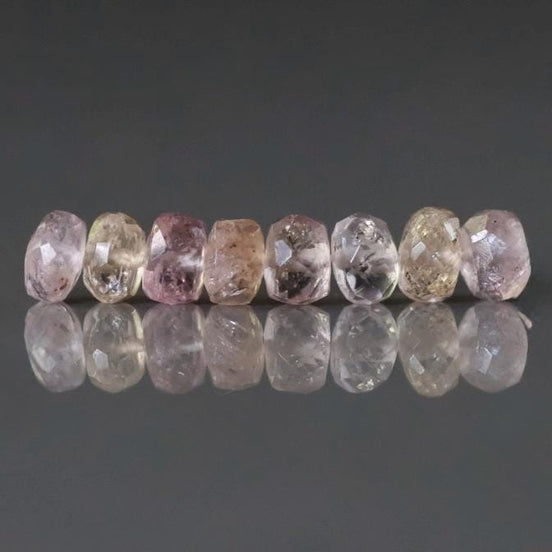 5mm Natural Imperial Topaz Rondelle Beads Faceted Pink Topaz Yellow 8 Pcs Natural Gemstone Beads for Jewelry Making Earrings Pendants