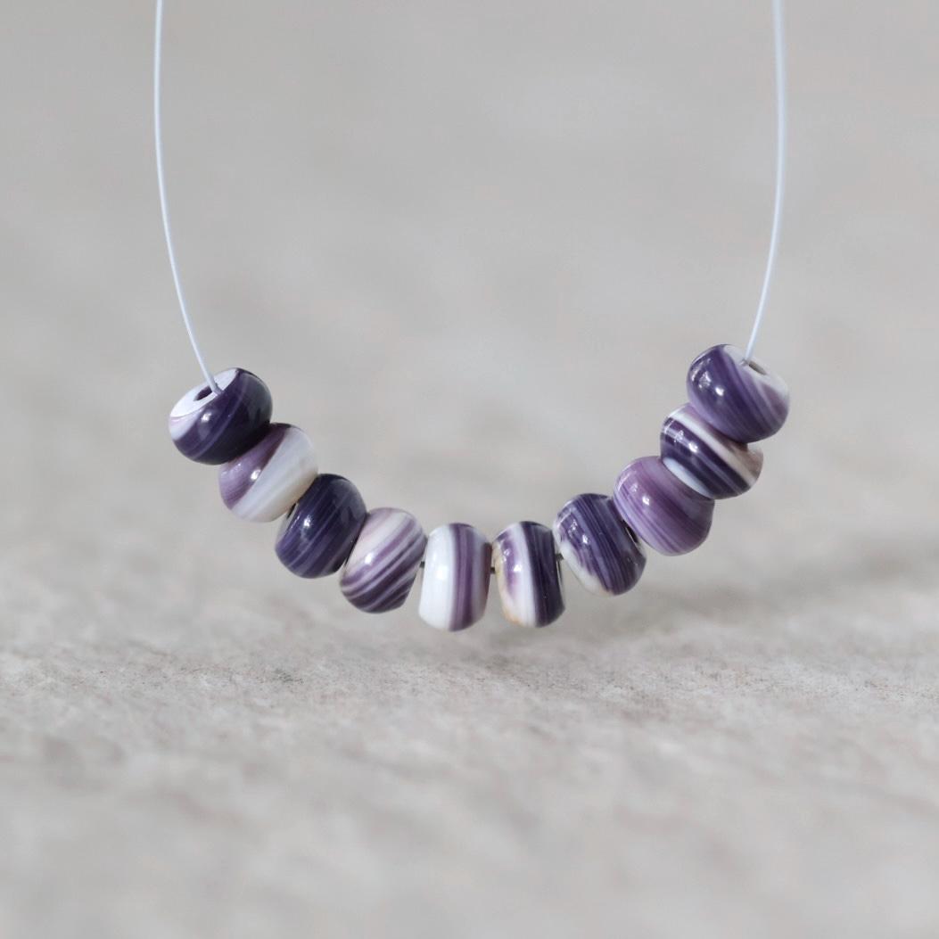 5mm Natural Wampum Quahog Shell Rondelle Beads Smooth Natural Purple Shell Accent for DIY Jewelry Making