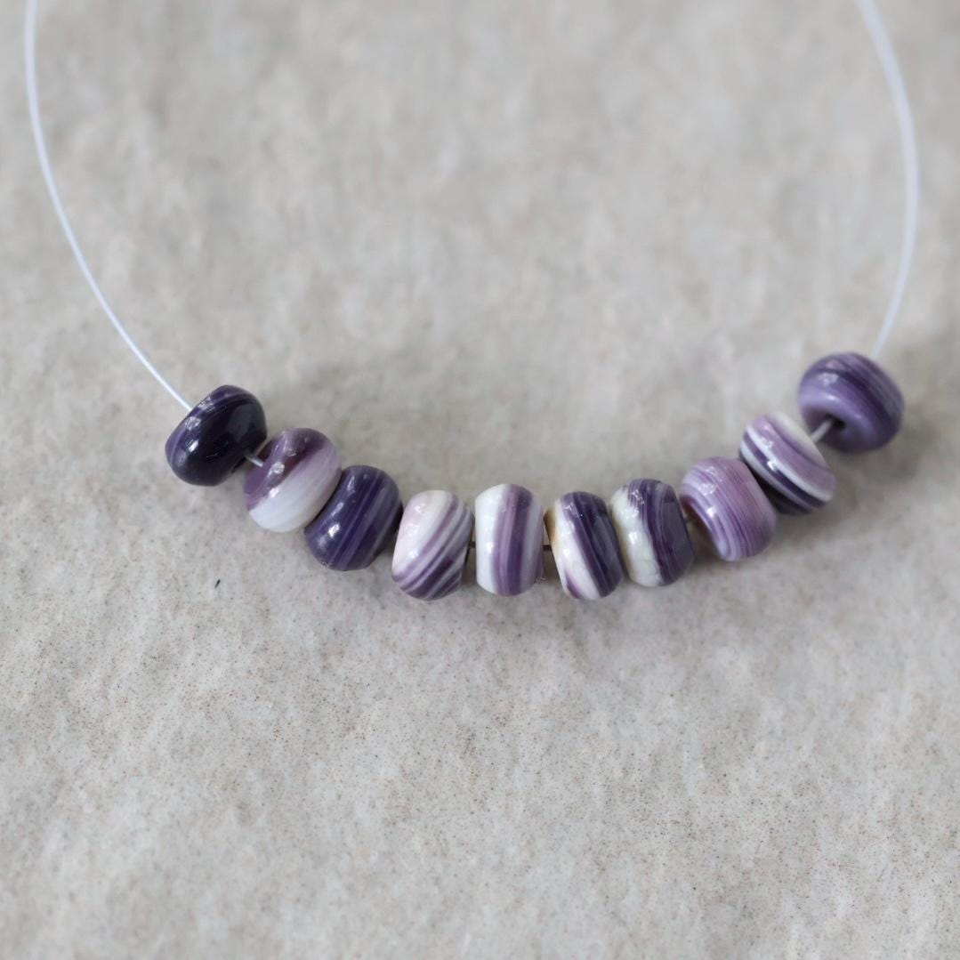 5mm Natural Wampum Quahog Shell Rondelle Beads Smooth Natural Purple Shell Accent for DIY Jewelry Making