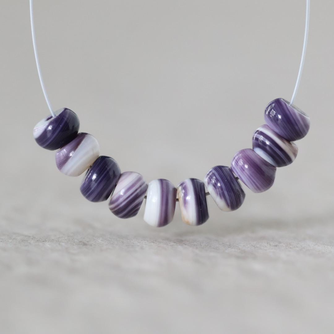 5mm Natural Wampum Quahog Shell Rondelle Beads Smooth Natural Purple Shell Accent for DIY Jewelry Making