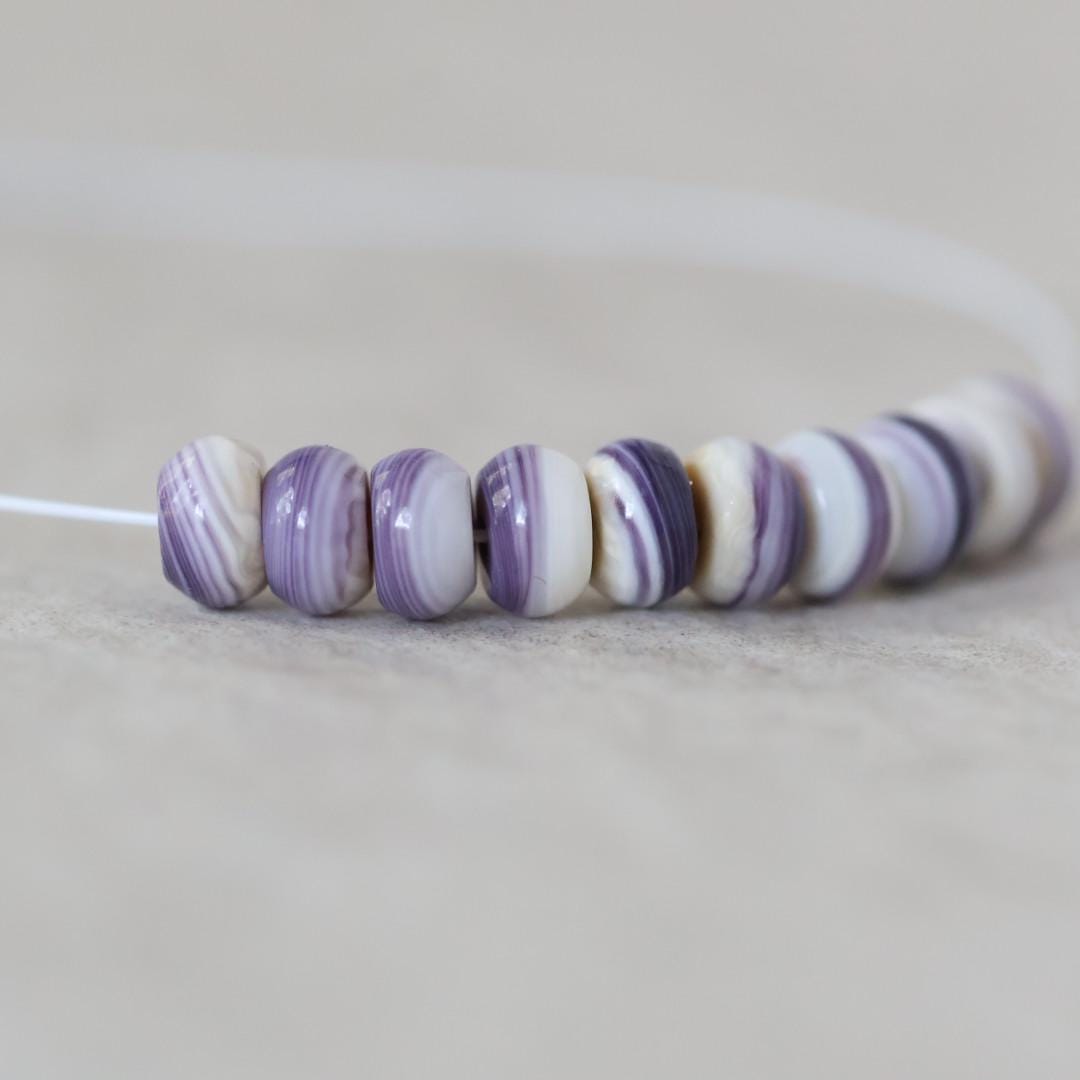 5mm Natural Wampum Quahog Shell Rondelle Beads Smooth Natural Purple Shell Accent for DIY Jewelry Making