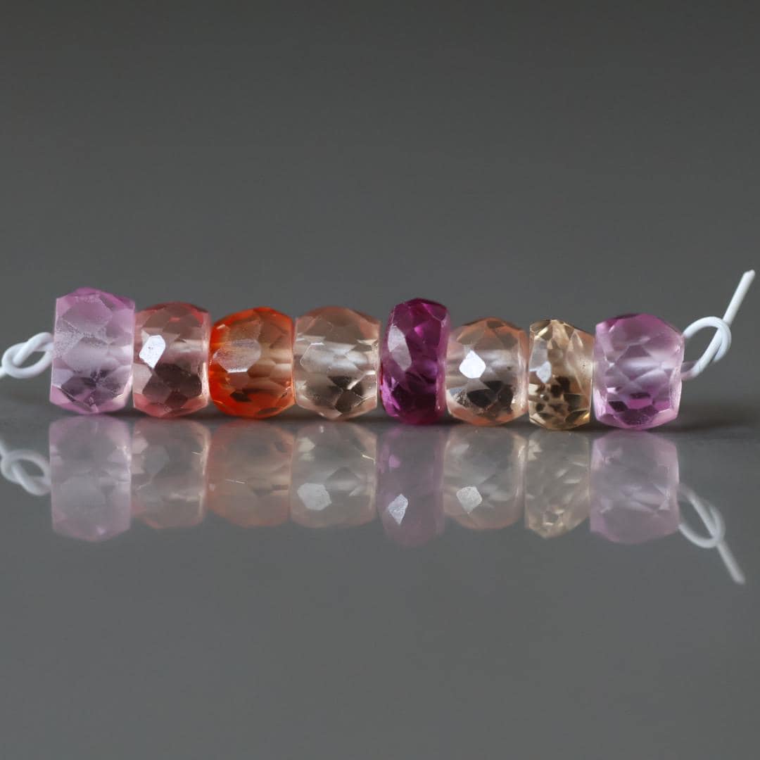 5mm Padparadscha Sapphire Beads Pastel Pink Peach Rondelle 8 PCs Faceted Genuine Gemstone Beads Jewelry Making Gift September Birthstone