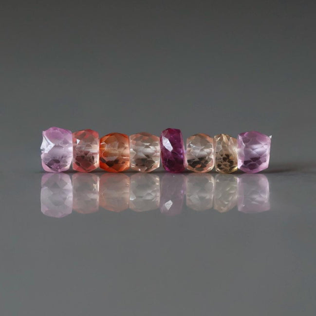 5mm Padparadscha Sapphire Beads Pastel Pink Peach Rondelle 8 PCs Faceted Genuine Gemstone Beads Jewelry Making Gift September Birthstone
