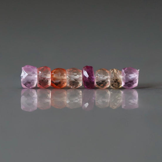 5mm Padparadscha Sapphire Beads Pastel Pink Peach Rondelle 8 PCs Faceted Genuine Gemstone Beads Jewelry Making Gift September Birthstone