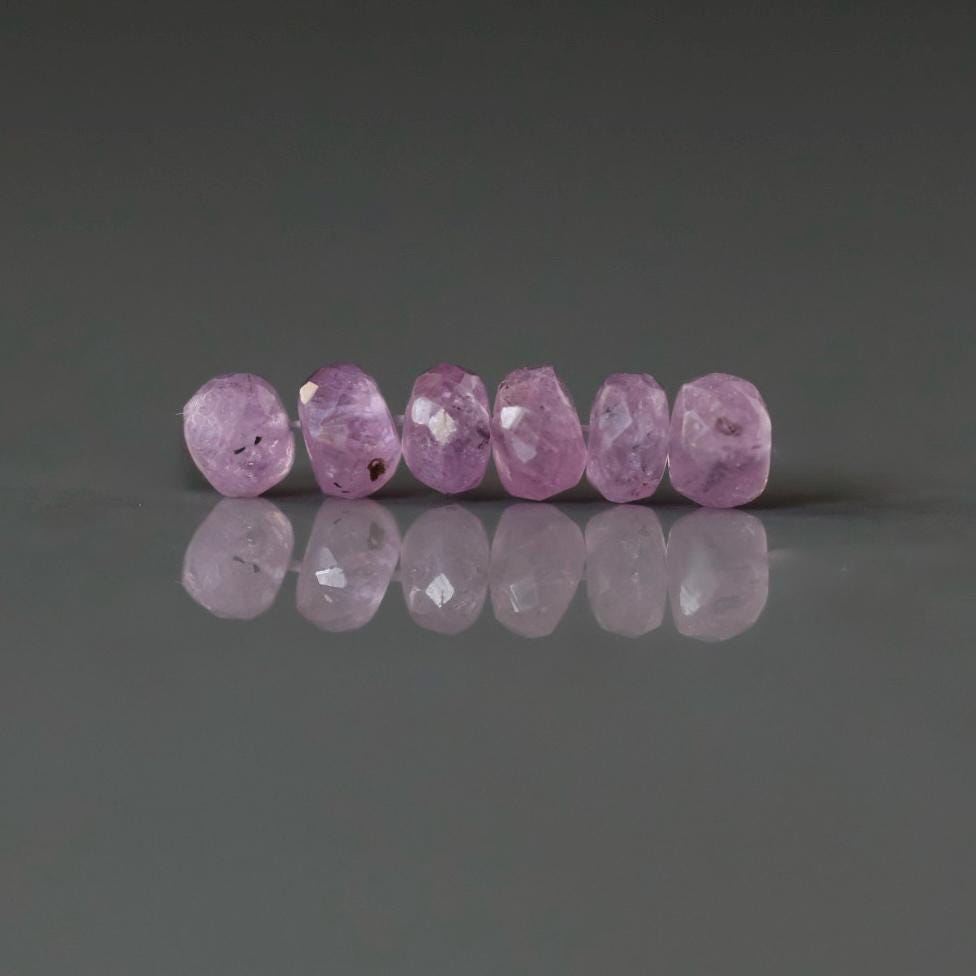 5mm Natural Pink Sapphire Beads Rondelle 6 PCs Faceted Genuine Gemstone Beads Jewelry Making Beading Craft Gift September Birthstone