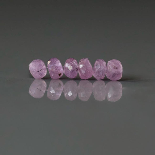 5mm Natural Pink Sapphire Beads Rondelle 6 PCs Faceted Genuine Gemstone Beads Jewelry Making Beading Craft Gift September Birthstone