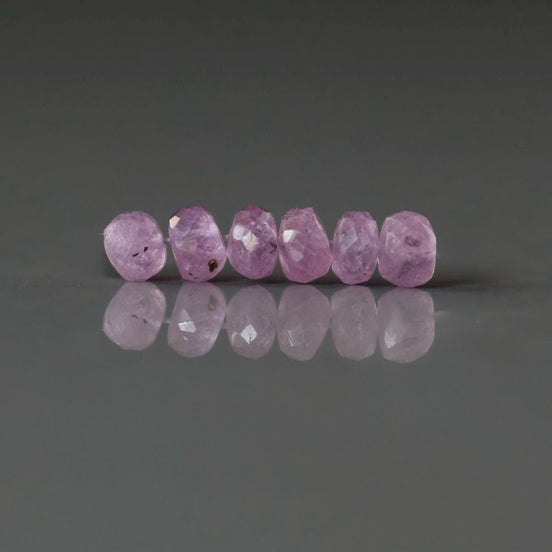 5mm Natural Pink Sapphire Beads Rondelle 6 PCs Faceted Genuine Gemstone Beads Jewelry Making Beading Craft Gift September Birthstone