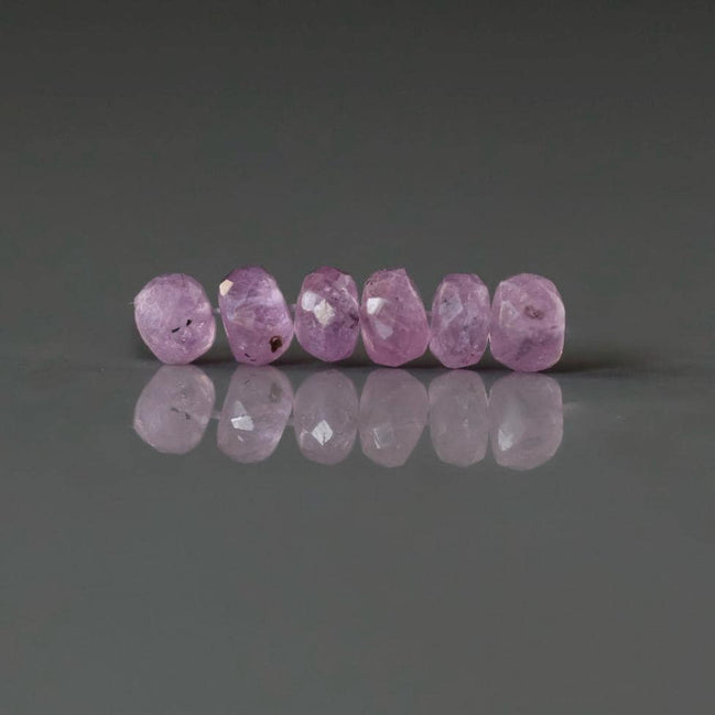 5mm Pink Sapphire Beads - Faceted Rondelle Natural Gemstone 6 Pcs