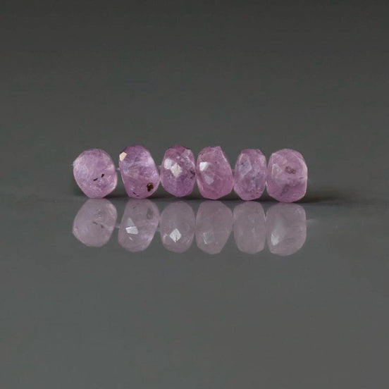 5mm Pink Sapphire Beads - Faceted Rondelle Natural Gemstone 6 Pcs