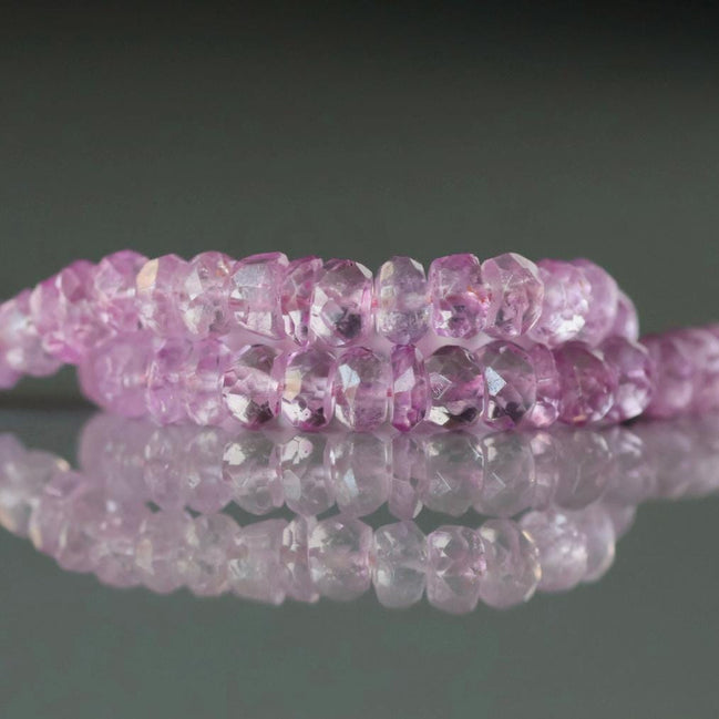 5mm Pink Topaz Beads – Faceted Rondelle Natural Gemstone 6" Strand