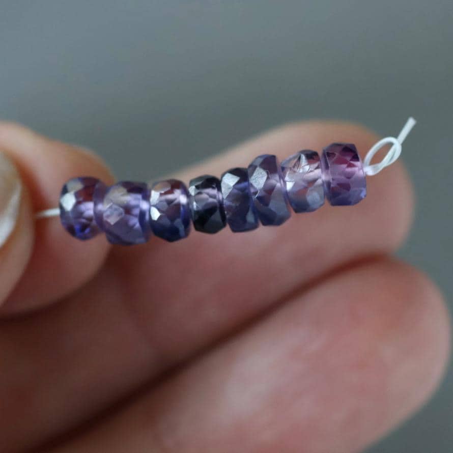 5mm Purple Sapphire Beads Rondelle 8 PCs Faceted Genuine Gemstone Beads Jewelry Making Gift September Birthstone