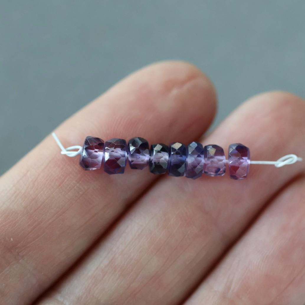 5mm Purple Sapphire Beads Rondelle 8 PCs Faceted Genuine Gemstone Beads Jewelry Making Gift September Birthstone