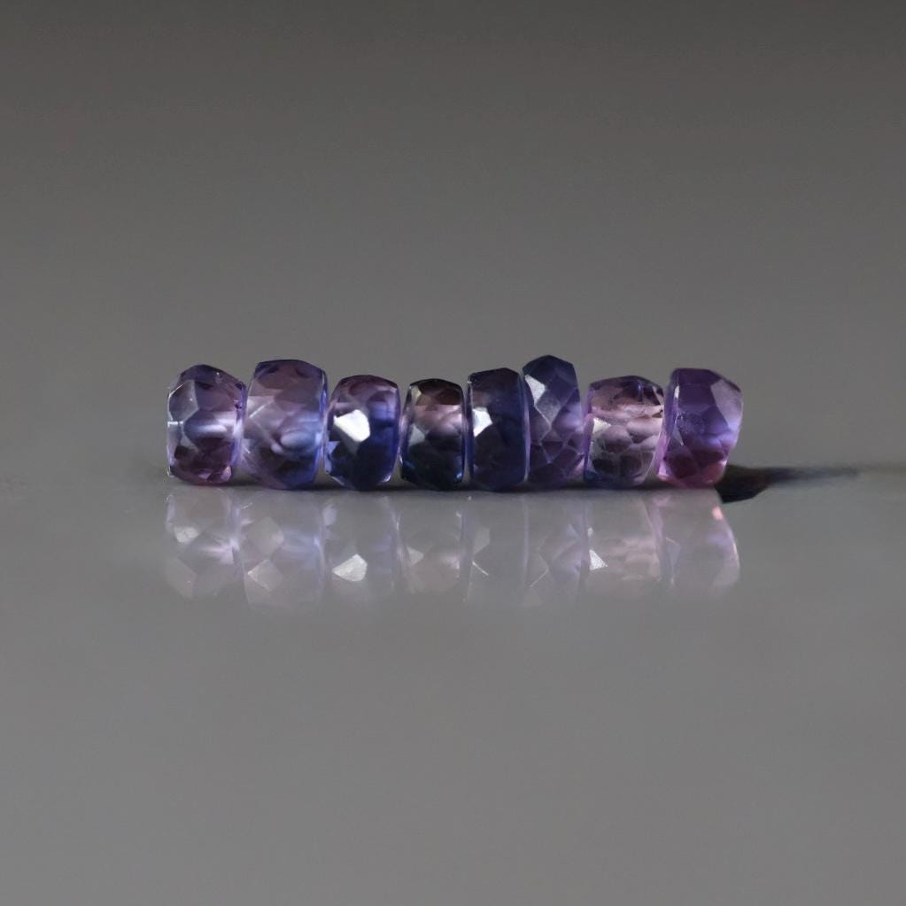 5mm Purple Sapphire Beads Rondelle 8 PCs Faceted Genuine Gemstone Beads Jewelry Making Gift September Birthstone