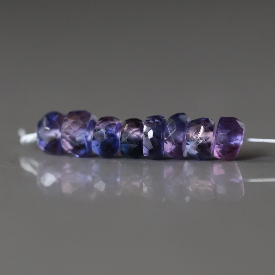 5mm Purple Sapphire Beads Rondelle 8 PCs Faceted Genuine Gemstone Beads Jewelry Making Gift September Birthstone