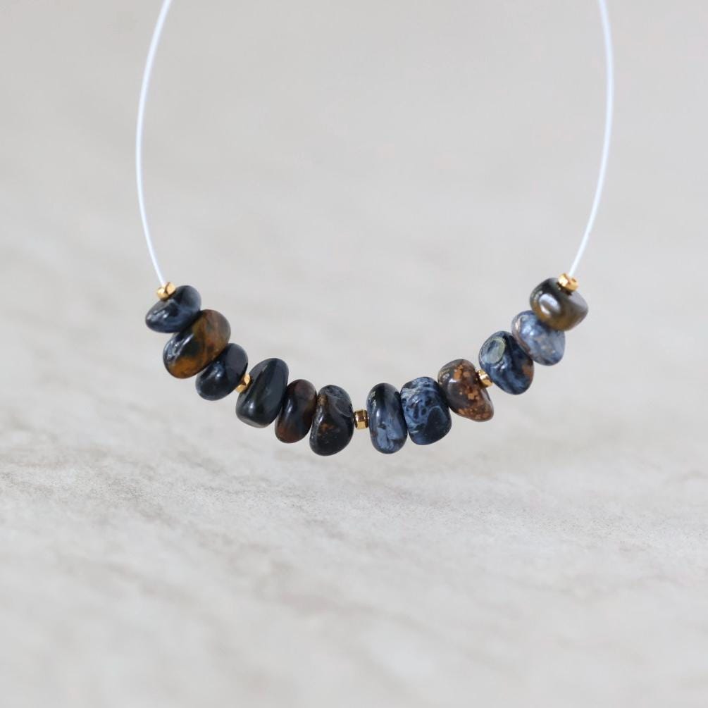 5mm Rare Namibian Blue Pietersite Nugget Beads Smooth Natural Gemstone for DIY Jewelry Making Supplies