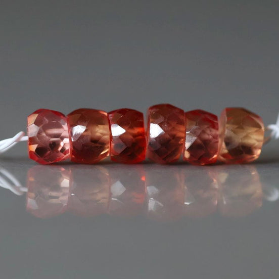 5mm Red Padparadscha Sapphire Beads Rondelle 6 PCs Faceted Genuine Gemstone Beads Jewelry Making Gift September Birthstone