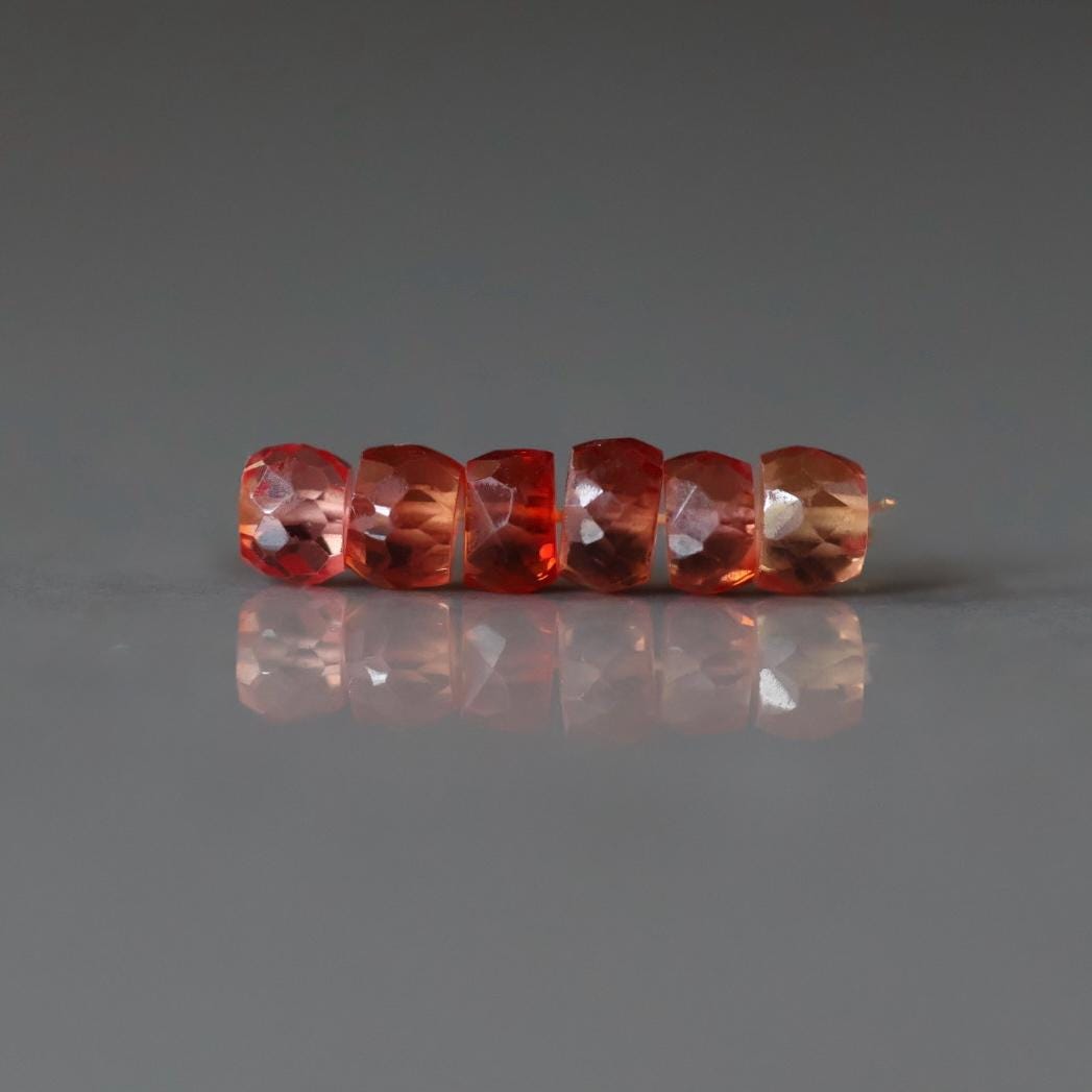 5mm Red Padparadscha Sapphire Beads Rondelle 6 PCs Faceted Genuine Gemstone Beads Jewelry Making Gift September Birthstone