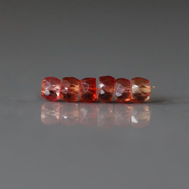 5mm Red Padparadscha Sapphire Beads Rondelle 6 PCs Faceted Genuine Gemstone Beads Jewelry Making Gift September Birthstone